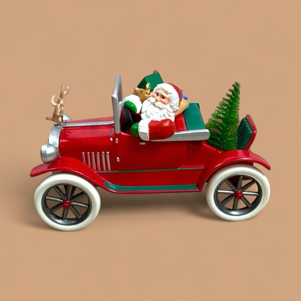 1991 Hallmark Santa’s Antique Car Ornament MIB Vintage Christmas Collectible